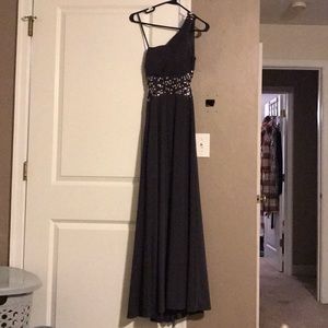 One Shoulder Gray Formal Dress